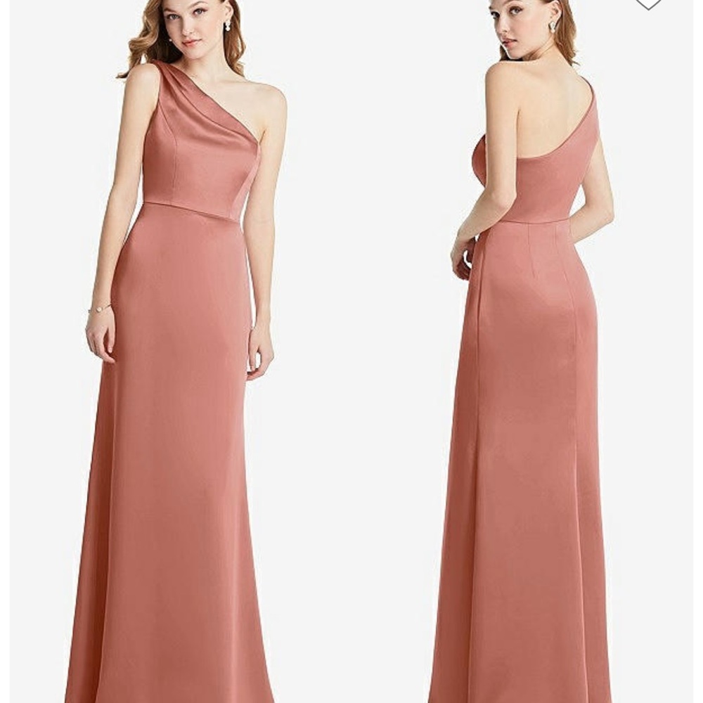 New!‎ LOVELY MADDIE LBO28 SHIRRED ONE-SHOULDER SATIN DRESS 
DESERT ROSE Sz 6